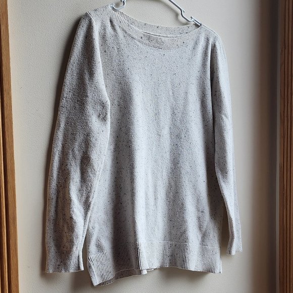 LOFT Oatmeal Speckled Crew Neck Sweater Size Large - Picture 3 of 13